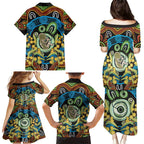 Baby in the Womb Family Matching Puletasi and Hawaiian Shirt Aboriginal Art Style