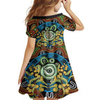 Baby in the Womb Family Matching Short Sleeve Bodycon Dress and Hawaiian Shirt Aboriginal Art Style