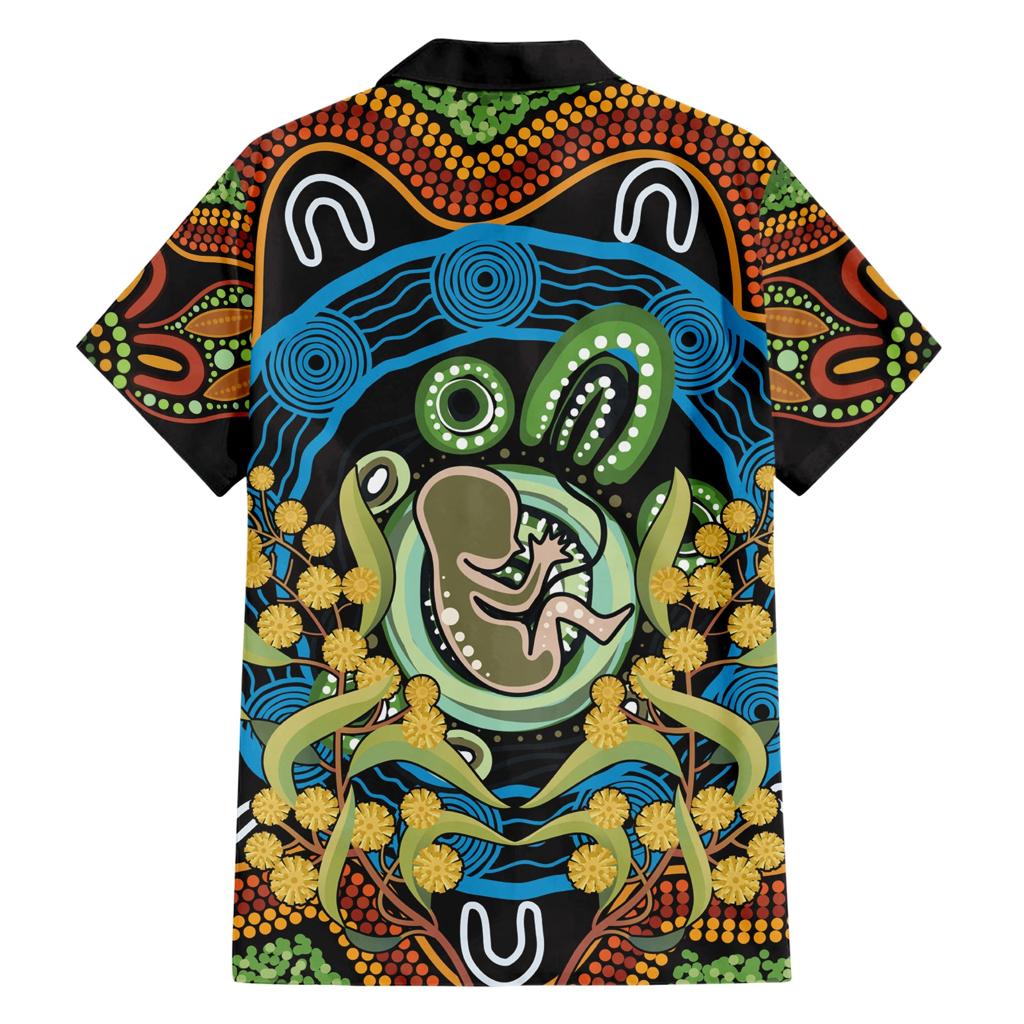 Baby in the Womb Family Matching Short Sleeve Bodycon Dress and Hawaiian Shirt Aboriginal Art Style