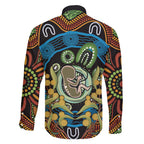 Baby in the Womb Family Matching Short Sleeve Bodycon Dress and Hawaiian Shirt Aboriginal Art Style