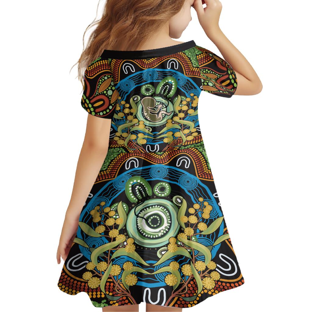 Baby in the Womb Family Matching Summer Maxi Dress and Hawaiian Shirt Aboriginal Art Style