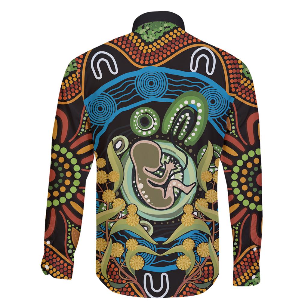Baby in the Womb Family Matching Summer Maxi Dress and Hawaiian Shirt Aboriginal Art Style