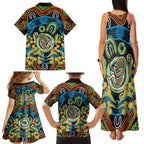 Baby in the Womb Family Matching Tank Maxi Dress and Hawaiian Shirt Aboriginal Art Style