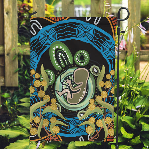 Baby in the Womb Garden Flag Aboriginal Art Style