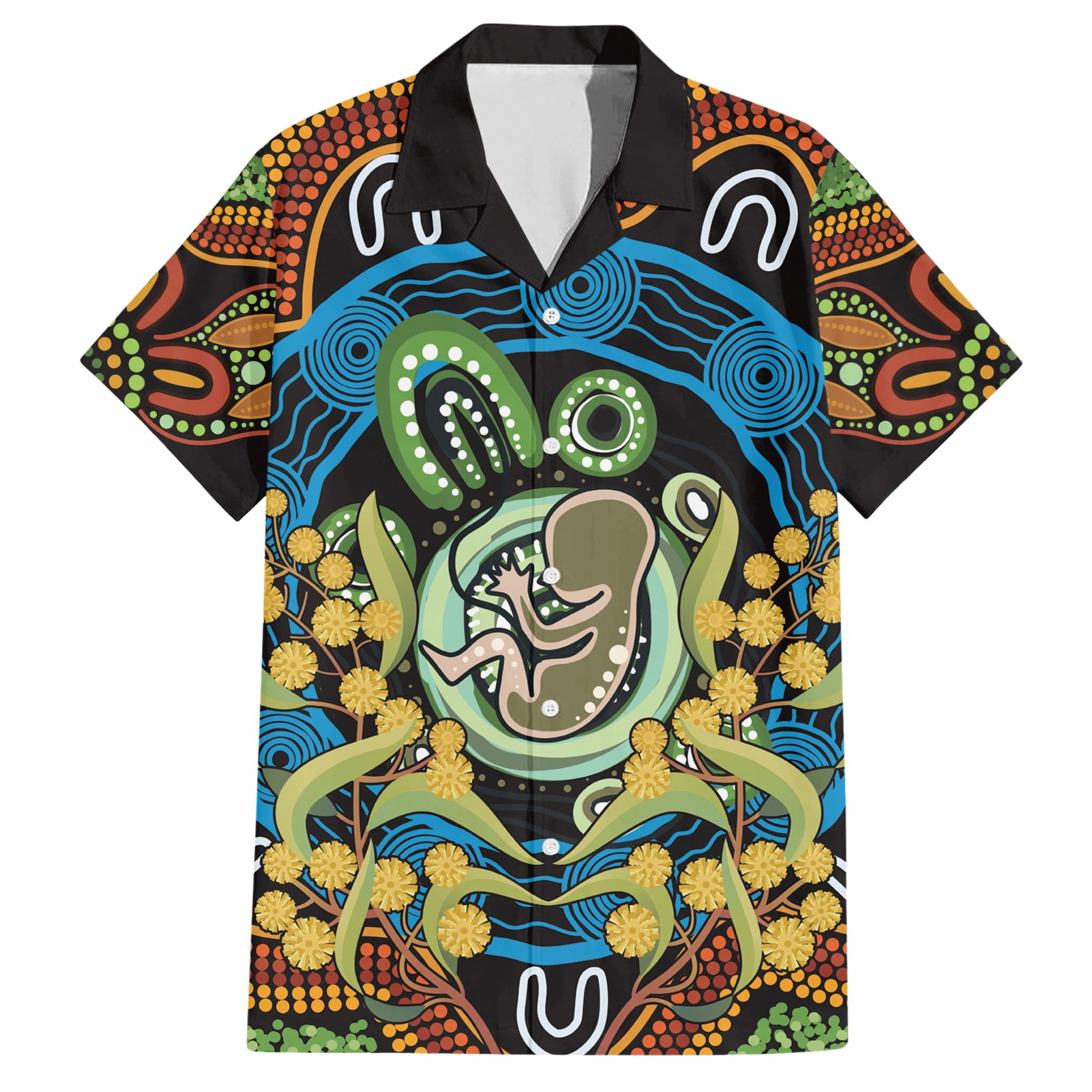 Baby in the Womb Hawaiian Shirt Aboriginal Art Style