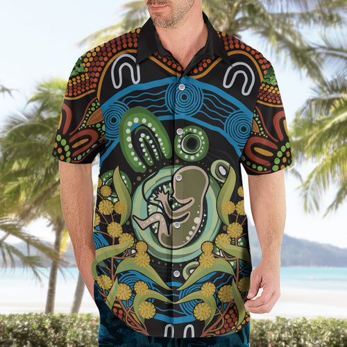 Baby in the Womb Hawaiian Shirt Aboriginal Art Style
