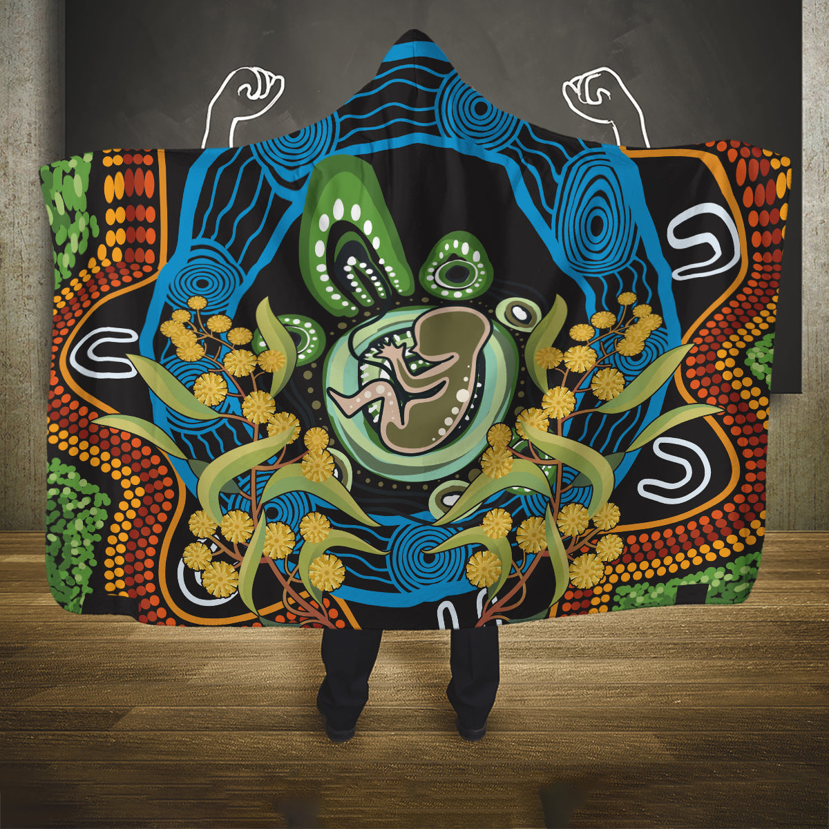 Baby in the Womb Hooded Blanket Aboriginal Art Style