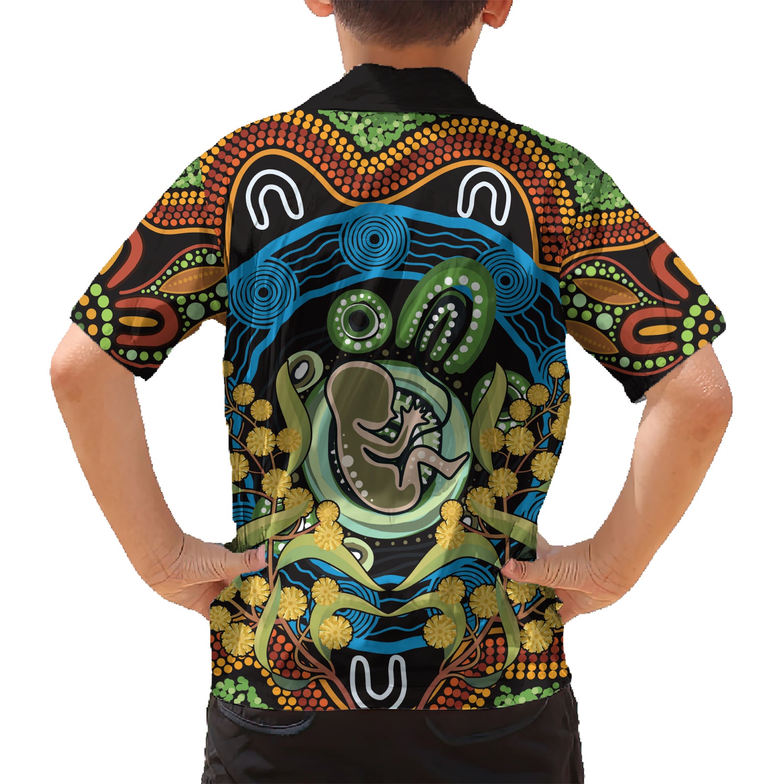 Baby in the Womb Kid Hawaiian Shirt Aboriginal Art Style