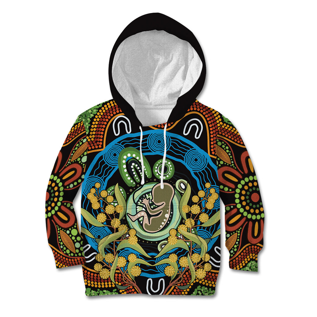 Baby in the Womb Kid Hoodie Aboriginal Art Style