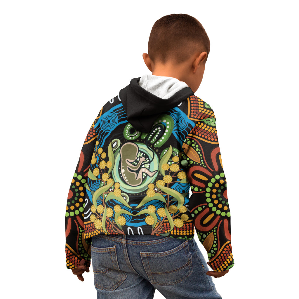 Baby in the Womb Kid Hoodie Aboriginal Art Style