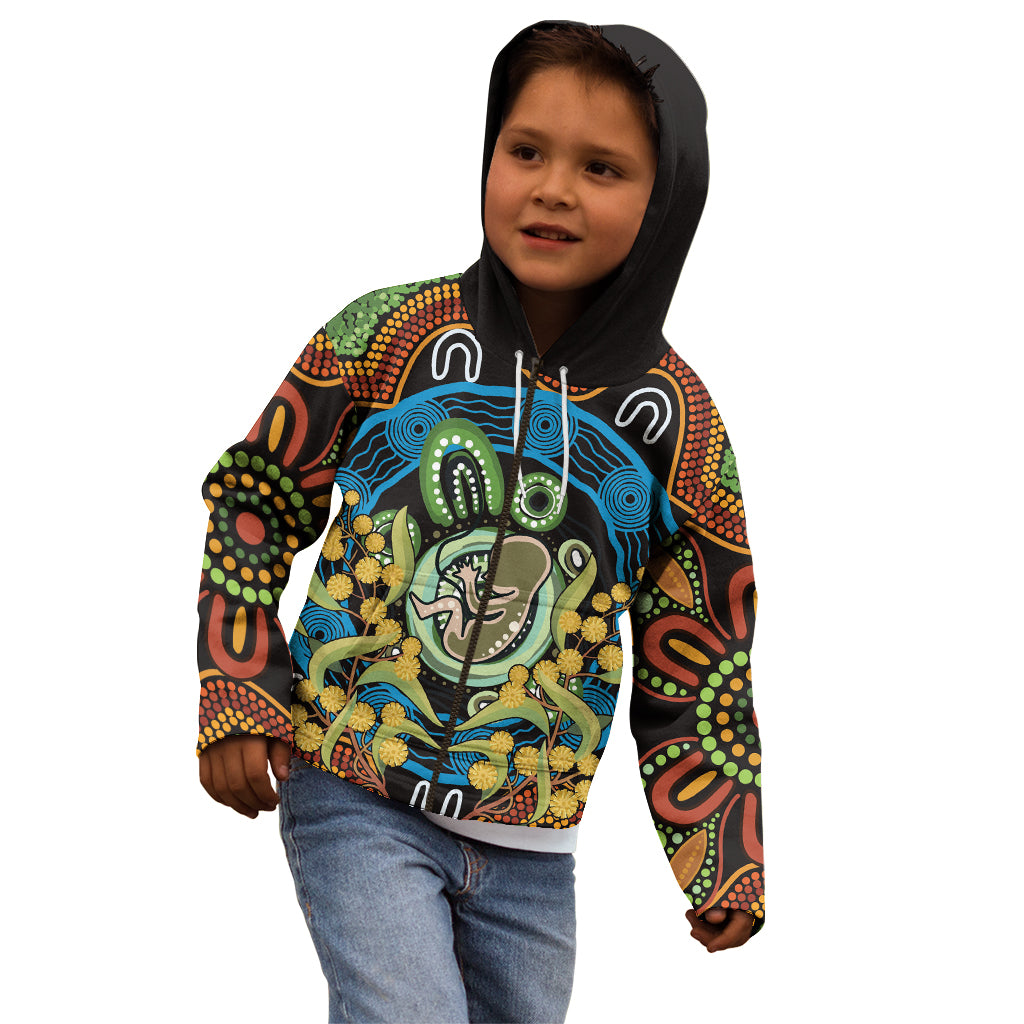 Baby in the Womb Kid Hoodie Aboriginal Art Style