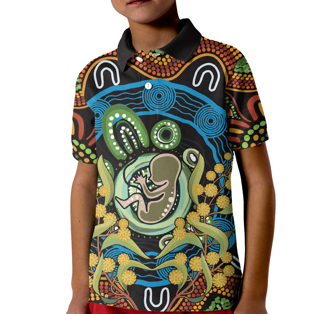 Baby in the Womb Kid Polo Shirt Aboriginal Art Style
