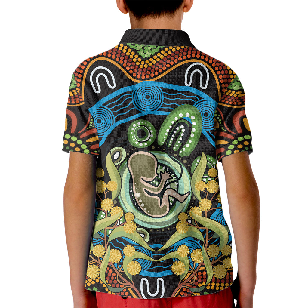 Baby in the Womb Kid Polo Shirt Aboriginal Art Style