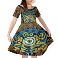 Baby in the Womb Kid Short Sleeve Dress Aboriginal Art Style