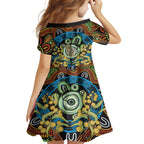 Baby in the Womb Kid Short Sleeve Dress Aboriginal Art Style