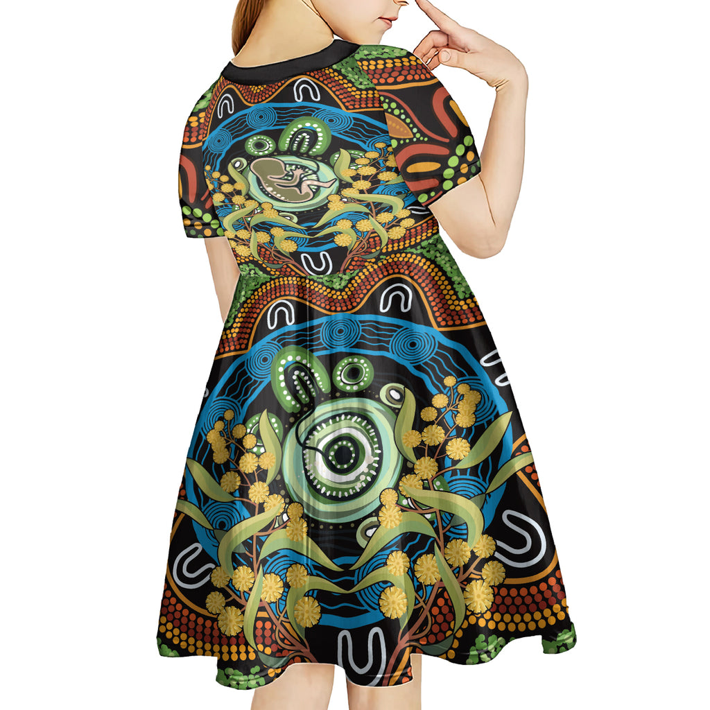 Baby in the Womb Kid Short Sleeve Dress Aboriginal Art Style