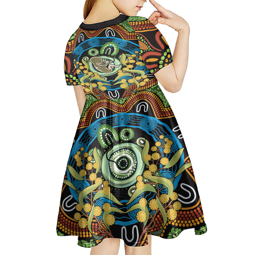 Baby in the Womb Kid Short Sleeve Dress Aboriginal Art Style