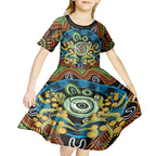 Baby in the Womb Kid Short Sleeve Dress Aboriginal Art Style