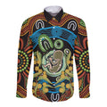 Baby in the Womb Long Sleeve Button Shirt Aboriginal Art Style