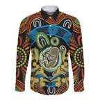 Baby in the Womb Long Sleeve Button Shirt Aboriginal Art Style