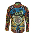 Baby in the Womb Long Sleeve Button Shirt Aboriginal Art Style