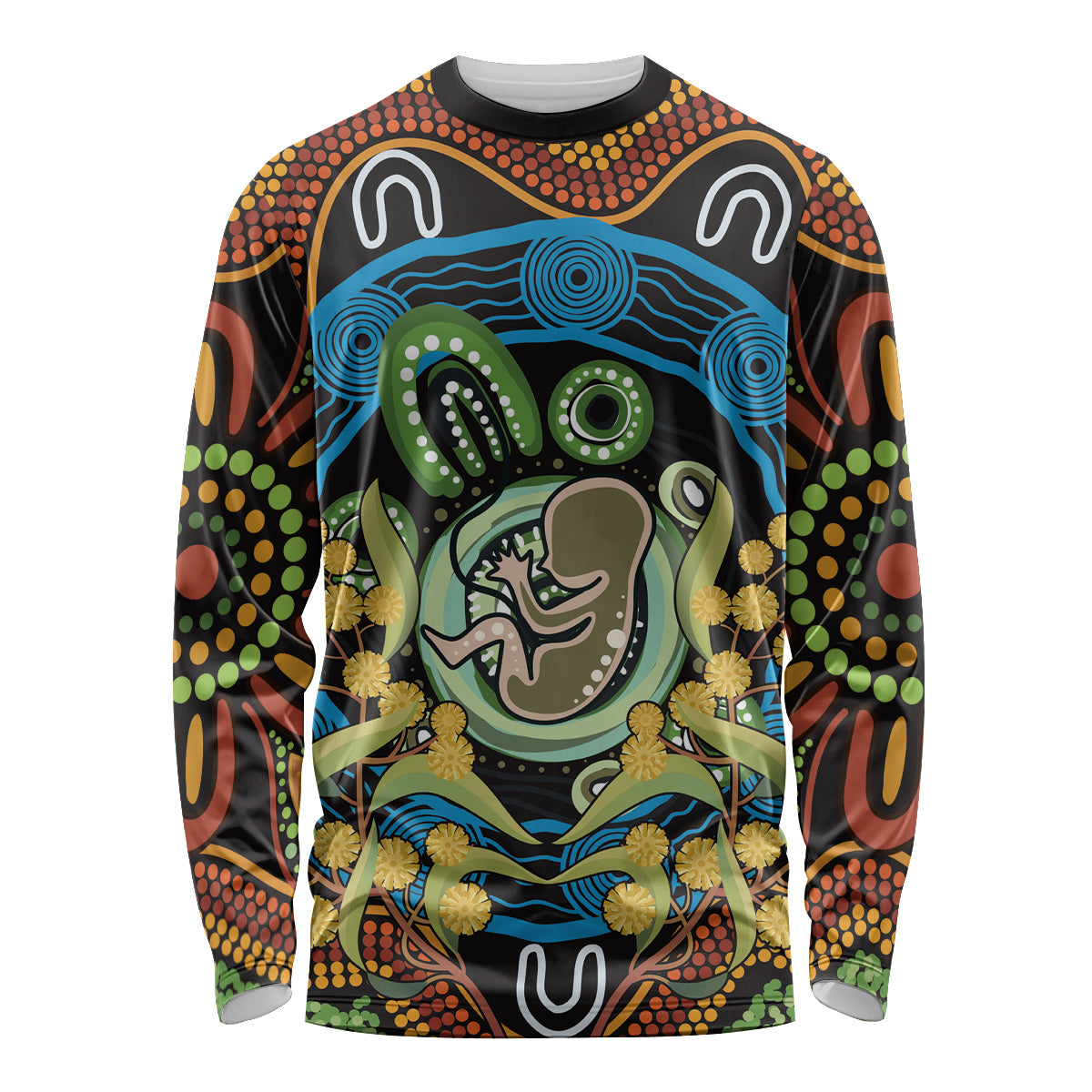 Baby in the Womb Long Sleeve Shirt Aboriginal Art Style