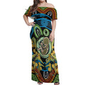 Baby in the Womb Off Shoulder Maxi Dress Aboriginal Art Style