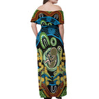 Baby in the Womb Off Shoulder Maxi Dress Aboriginal Art Style