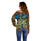 Baby in the Womb Off Shoulder Sweater Aboriginal Art Style