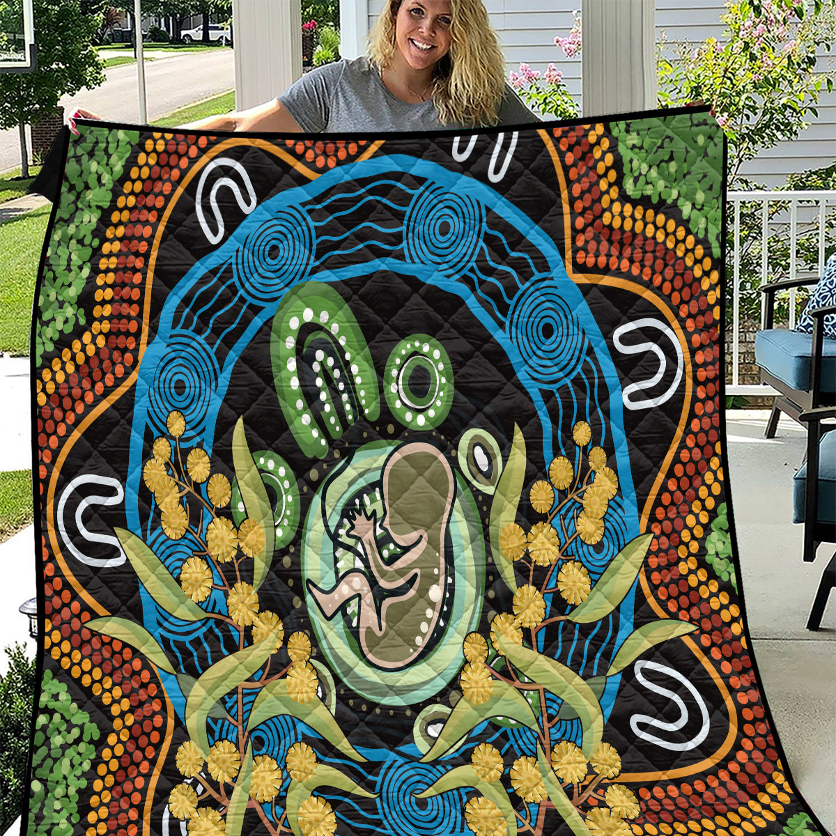 Baby in the Womb Quilt Aboriginal Art Style