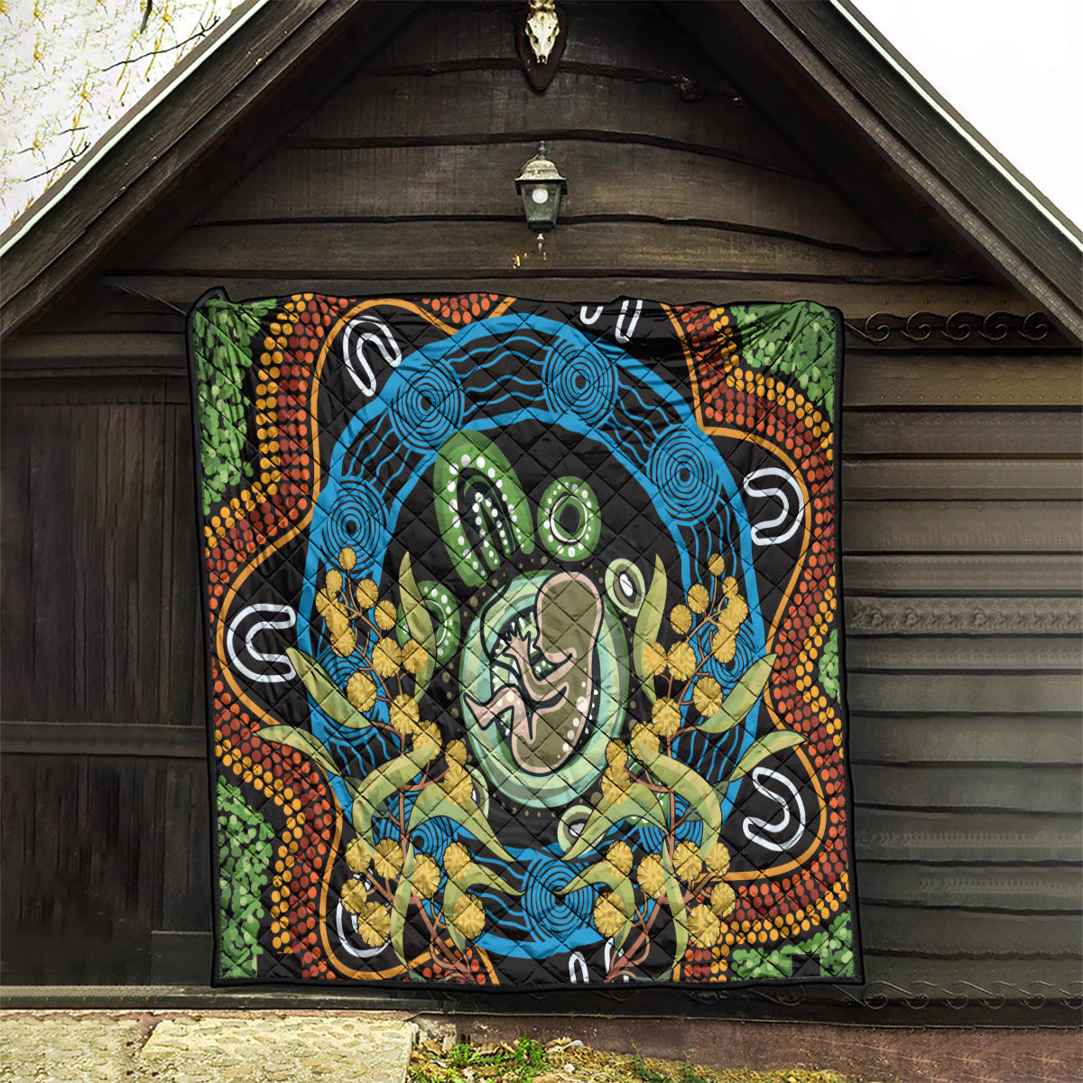Baby in the Womb Quilt Aboriginal Art Style