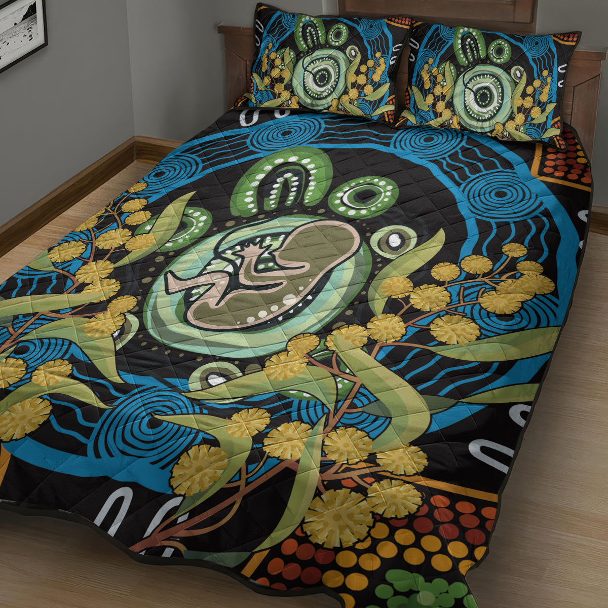 Baby in the Womb Quilt Bed Set Aboriginal Art Style