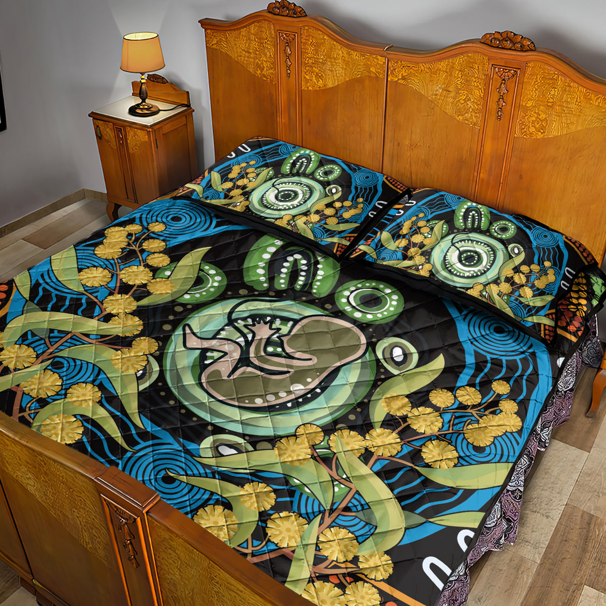 Baby in the Womb Quilt Bed Set Aboriginal Art Style