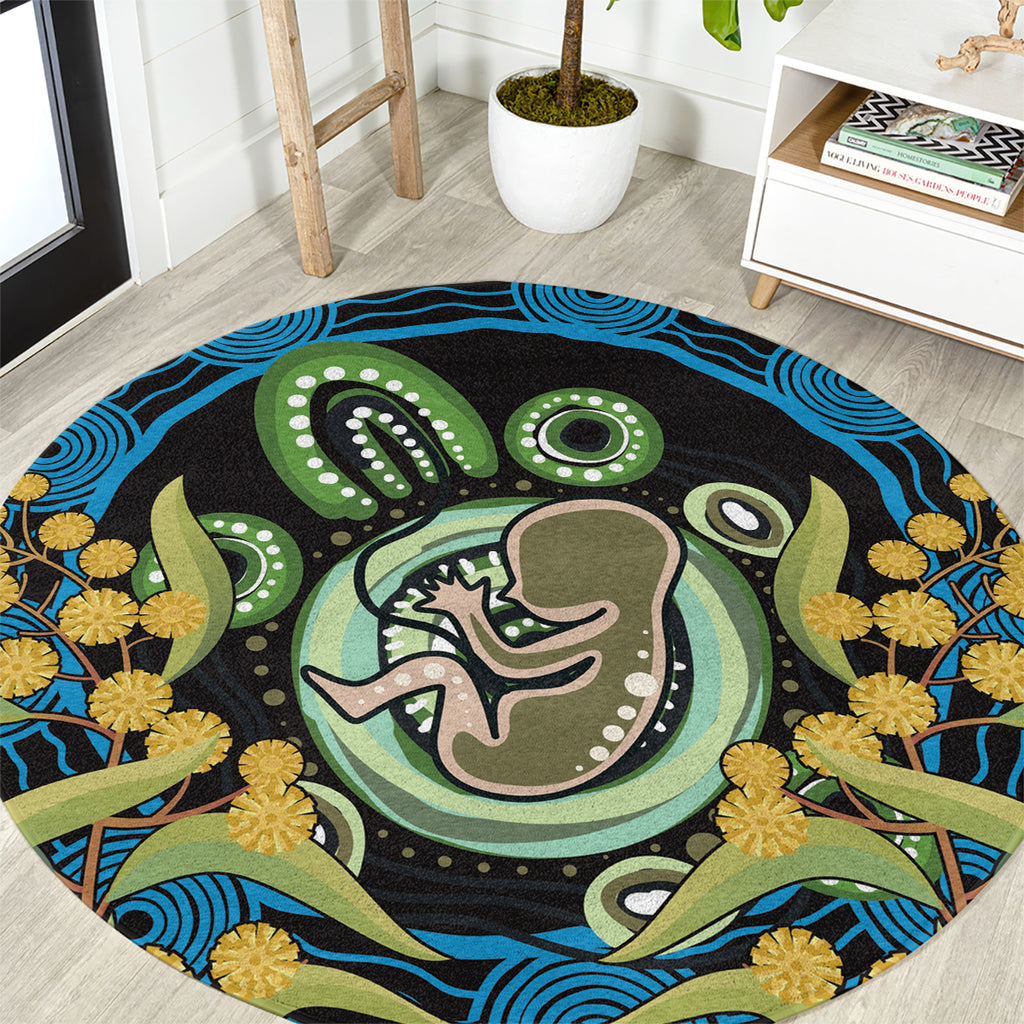 Baby in the Womb Round Carpet Aboriginal Art Style