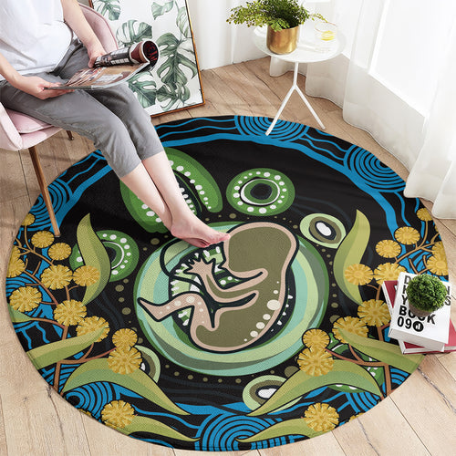 Baby in the Womb Round Carpet Aboriginal Art Style