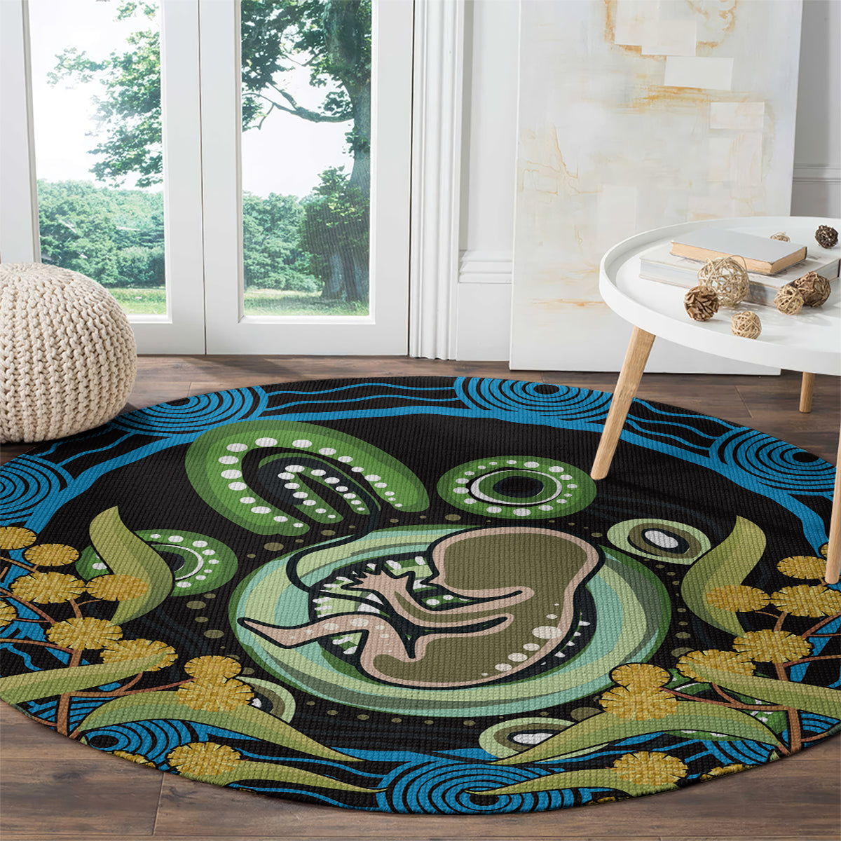 Baby in the Womb Round Carpet Aboriginal Art Style