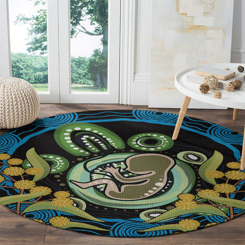 Baby in the Womb Round Carpet Aboriginal Art Style
