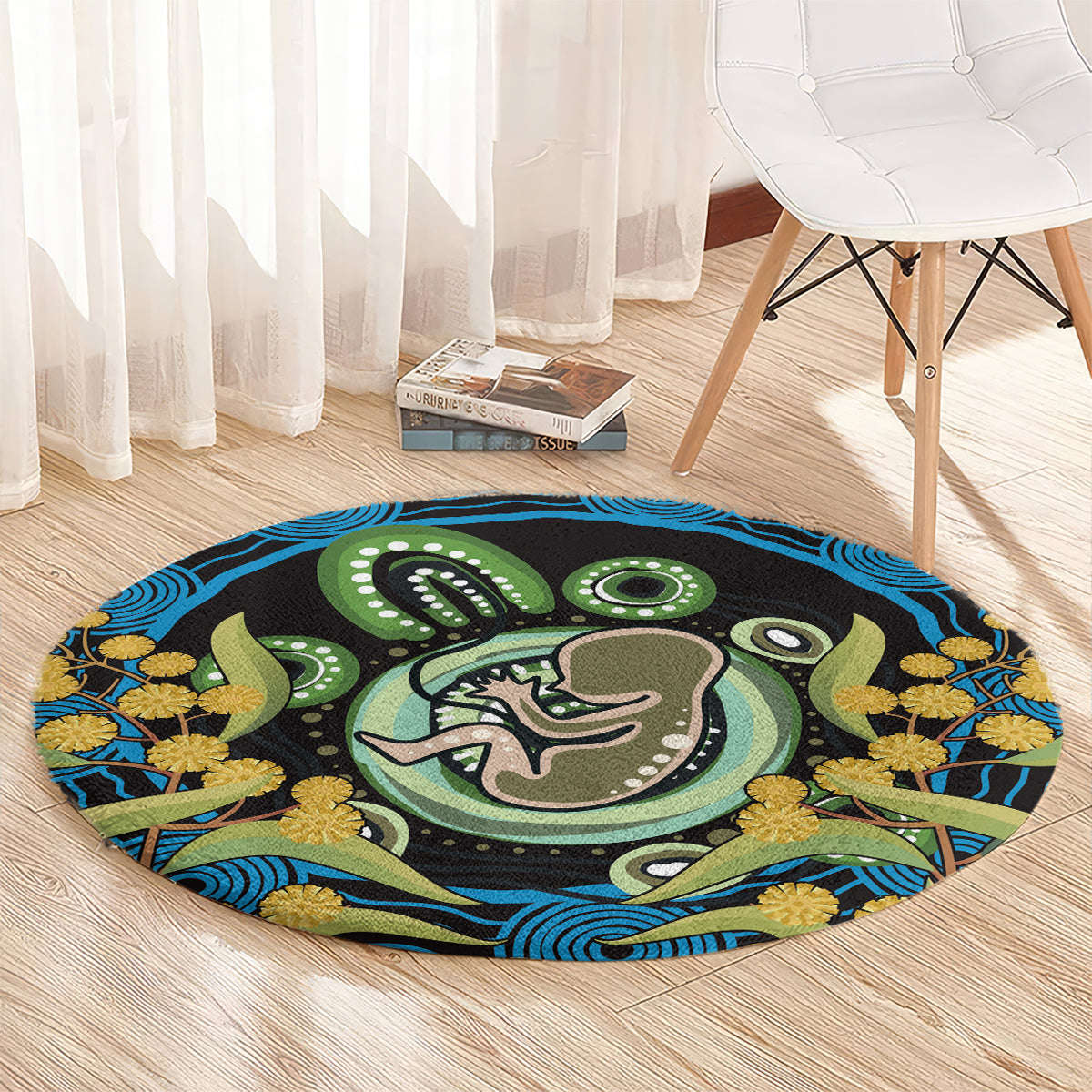 Baby in the Womb Round Carpet Aboriginal Art Style