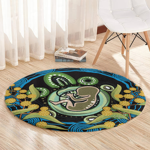 Baby in the Womb Round Carpet Aboriginal Art Style