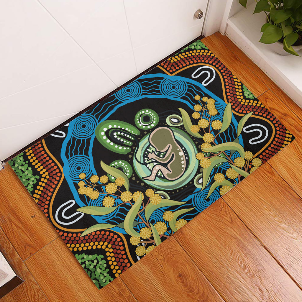 Baby in the Womb Rubber Doormat Aboriginal Art Style