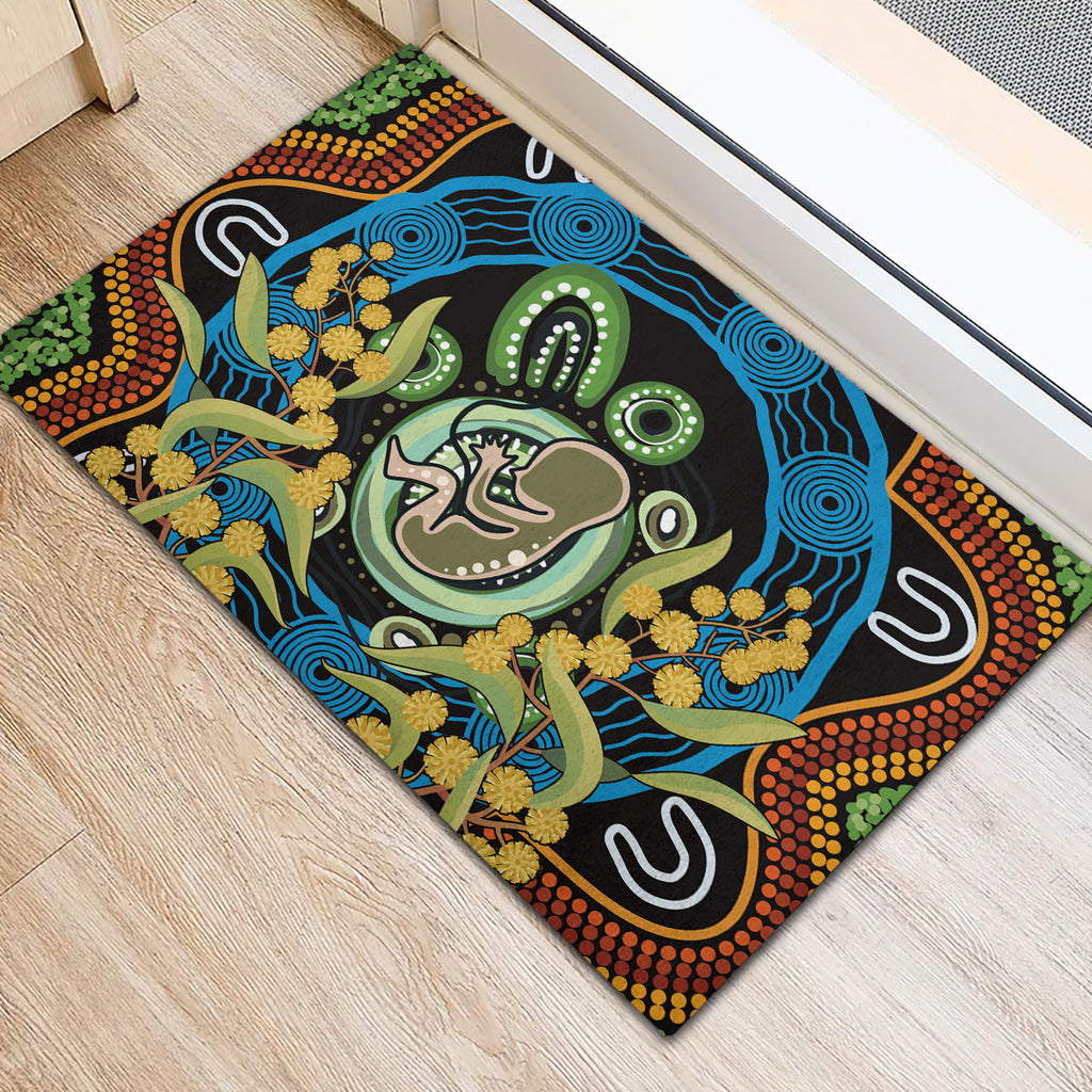 Baby in the Womb Rubber Doormat Aboriginal Art Style