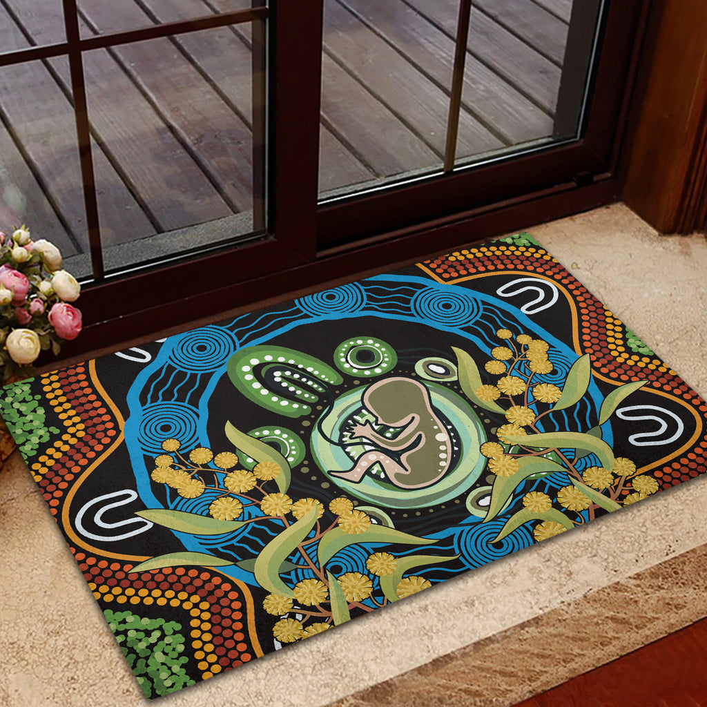 Baby in the Womb Rubber Doormat Aboriginal Art Style