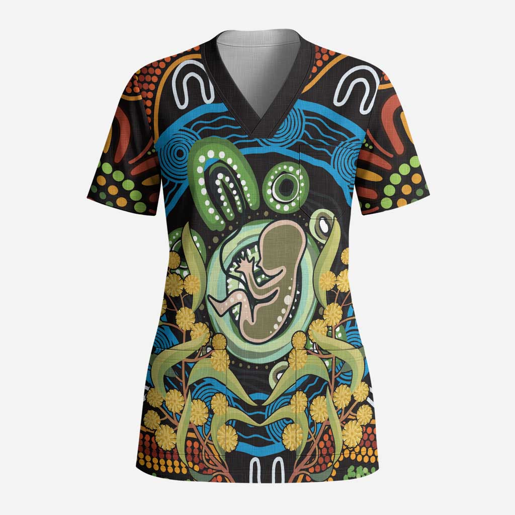 Baby in the Womb Scrub Top Aboriginal Art Style - Aussie Hoodie