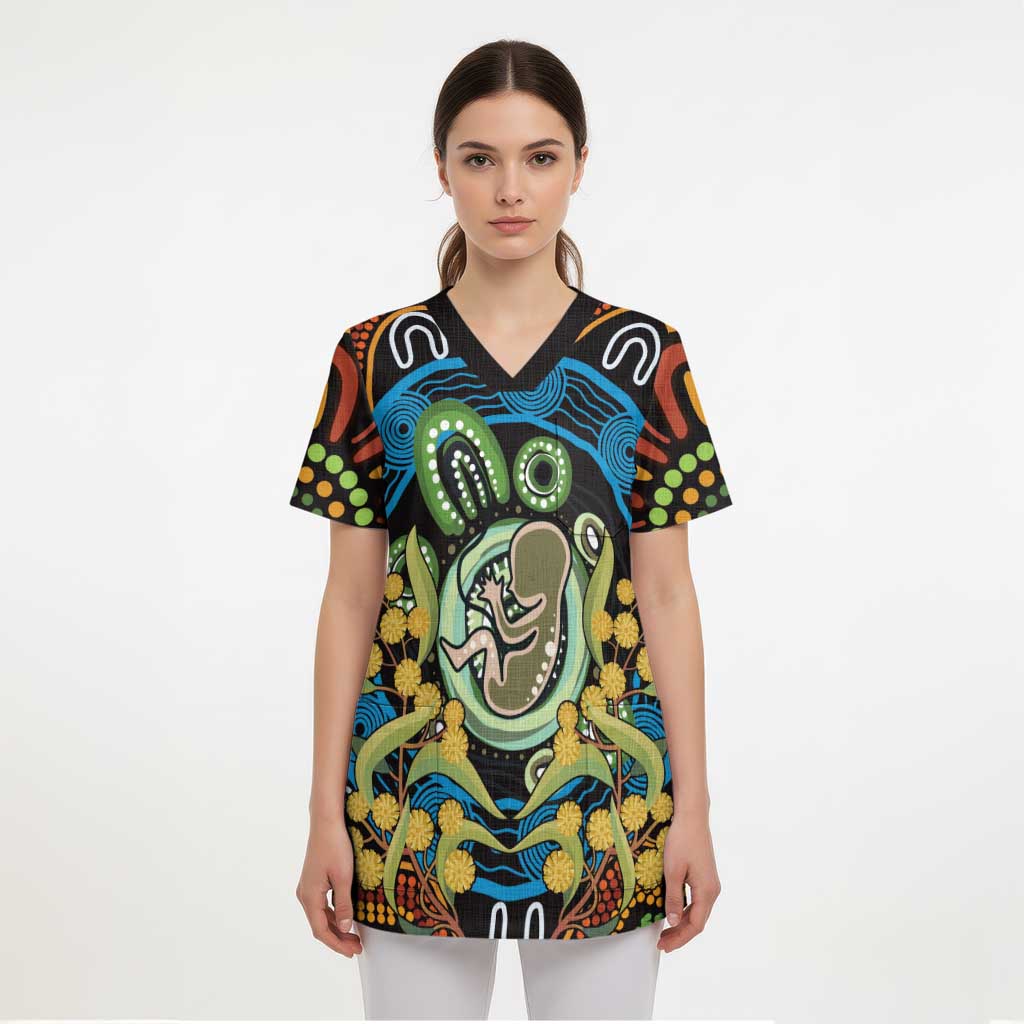 Baby in the Womb Scrub Top Aboriginal Art Style - Aussie Hoodie
