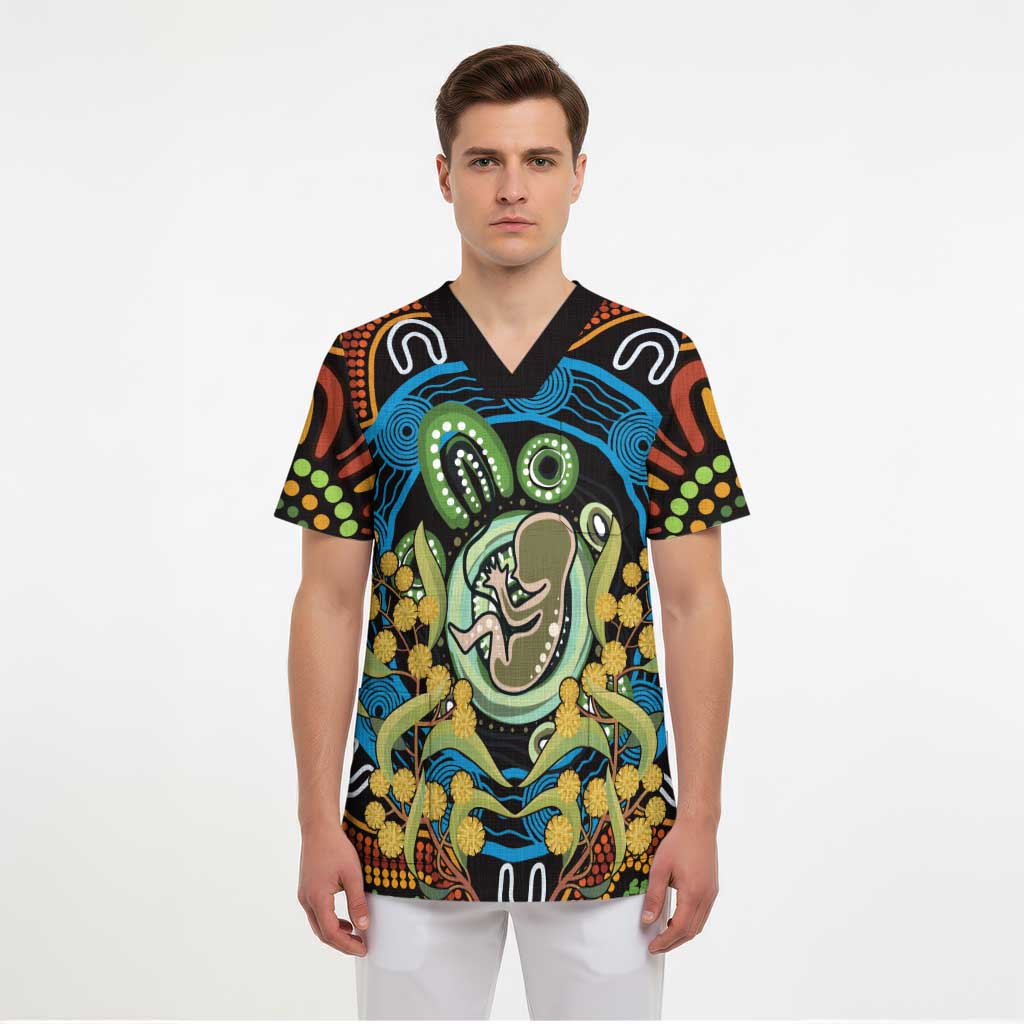 Baby in the Womb Scrub Top Aboriginal Art Style - Aussie Hoodie