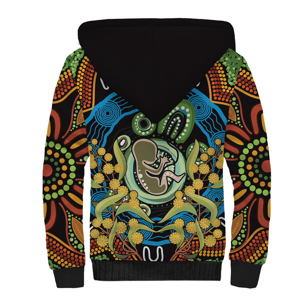 Baby in the Womb Sherpa Hoodie Aboriginal Art Style