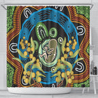Baby in the Womb Shower Curtain Aboriginal Art Style
