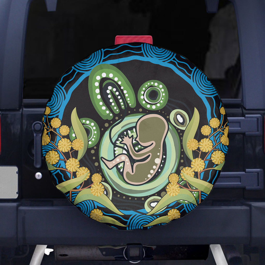Baby in the Womb Spare Tire Cover Aboriginal Art Style