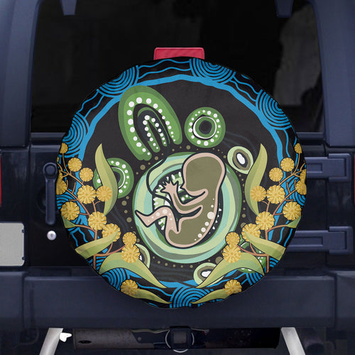 Baby in the Womb Spare Tire Cover Aboriginal Art Style