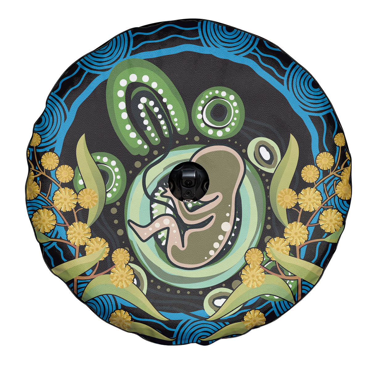 Baby in the Womb Spare Tire Cover Aboriginal Art Style